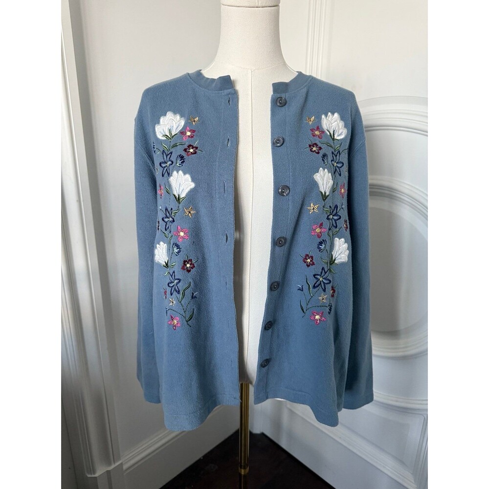 Vintage Bon Worth Floral Embroidered Cardigan Grannycore